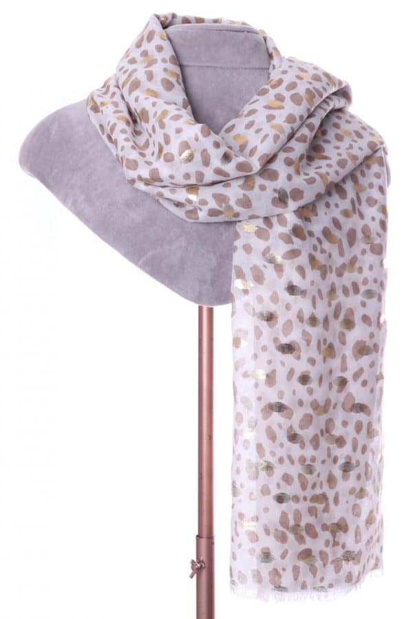 Gold Taupe Spot Scarf