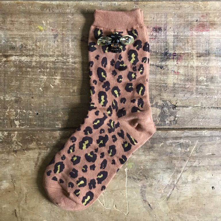 Sixton Leopard Socks in Rust