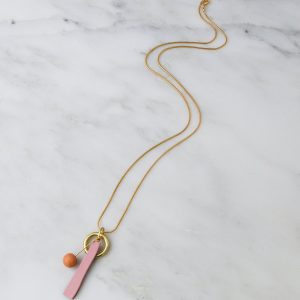 Wolf and Moon Abstract Necklace Rose