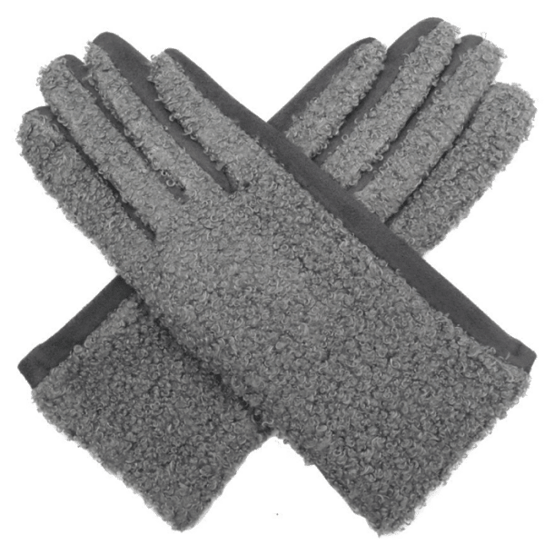 Grey Curly Gloves
