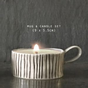 Large Candle Holder and Mug Stripes